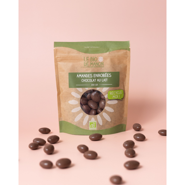 Amandes enrobées chocolat lait 200g