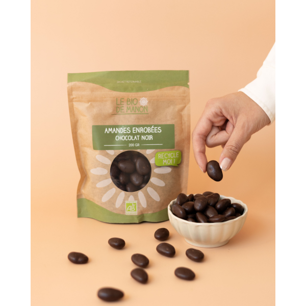 Amandes enrobées chocolat noir 200g