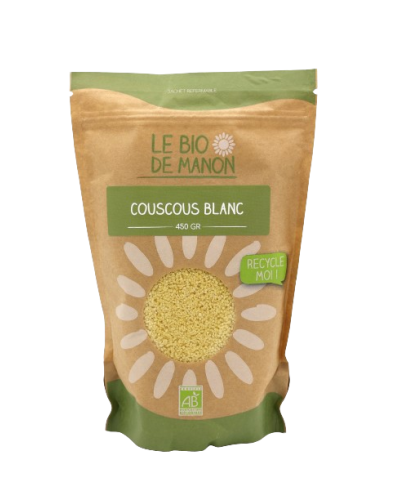 Couscous blanc bio 450g0 en sachet - Le Bio de Manon Peynier Couscous blanc bio 450g0 en sachet - Le Bio de Manon Peynier