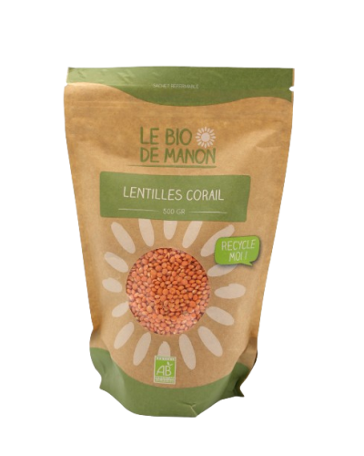 Lentilles corail bio 500g en sachet - Le Bio de Manon Peynier Lentilles corail bio 500g en sachet - Le Bio de Manon Peynier