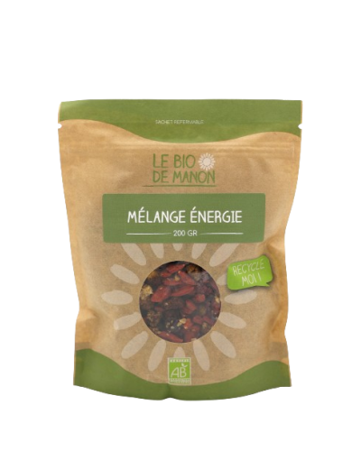 Mélange énergie bio 200g en sachet - Le Bio de Manon Peynier Mélange énergie bio 200g en sachet - Le Bio de Manon Peynier