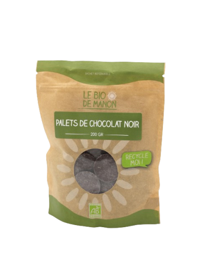 Palets de chocolat noir bio 200g en sachet - Le Bio de Manon Peynier Palets de chocolat noir bio 200g en sachet - Le Bio de Manon Peynier