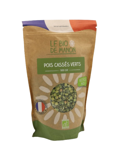 Pois cassés verts bio de France 500g en sachet - Le Bio de Manon Peynier Pois cassés verts bio de France 500g en sachet - Le Bio de Manon Peynier