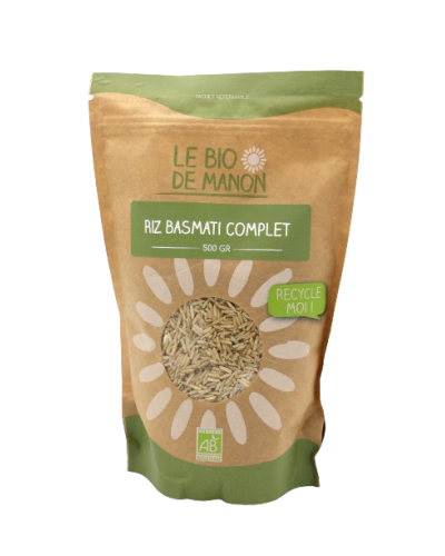 Riz basmati complet bio 500g en sachet - Le Bio de Manon Peynier Riz basmati complet bio 500g en sachet - Le Bio de Manon Peynier