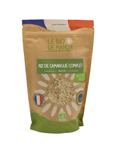 Riz de Camargue IGP complet bio 500g en sachet - Le Bio de Manon Peynier Riz de Camargue IGP complet bio 500g en sachet - Le Bio de Manon Peynier