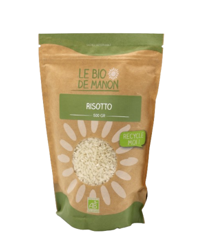 Riz à risotto bio 500g en sachet - Le Bio de Manon Peynier Riz à risotto bio 500g en sachet - Le Bio de Manon Peynier