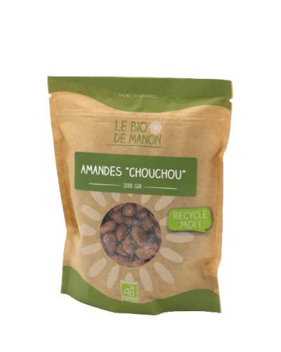 Amandes chouchou bio – Sachet 200 g | Collation gourmande et croquante – Le Bio de Manon Peynier