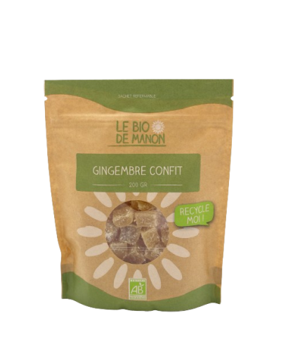 Gingembre confit bio en sachet 200g - Le Bio de Manon Peynier