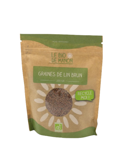 Graines de lin brun bio 250g en sachet - Le Bio de Manon Peynier Graines de lin brun bio 250g en sachet - Le Bio de Manon Peynier