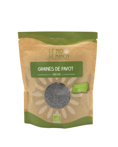 Graines de pavot bio 250g en sachet - Le Bio de Manon Peynier Graines de pavot bio 250g en sachet - Le Bio de Manon Peynier
