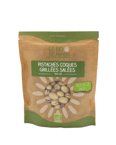 Pistaches en coques grillées salées bio en sachet 150g - Le Bio de Manon Peynier