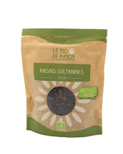 Raisins sultanines bio en sachet 250g - Le Bio de Manon Peynier