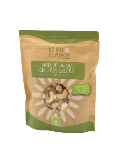 Noix de cajou bio grillées et salées en sachet 200g - Le Bio de Manon Peynier