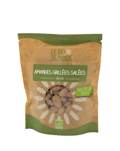 Amandes décortiquées grillées et salées bio en sachet 200g - Le Bio de Manon