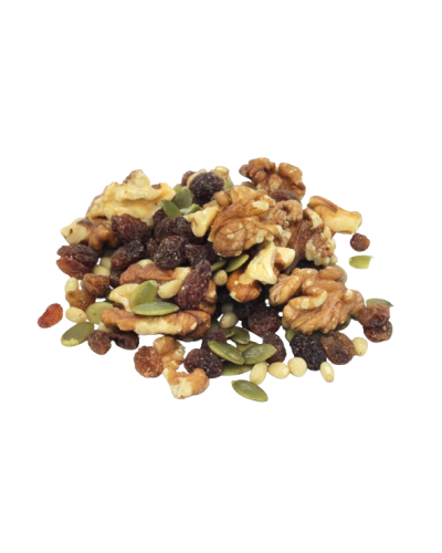 Mélange salade bio - pignons de pin, cerneaux de noix, graines de courge et raisins sultanines - Le Bio de Manon Peynier Mélange salade bio - pignons de pin, cerneaux de noix, graines de courge et raisins sultanines - Le Bio de Manon Peynier
