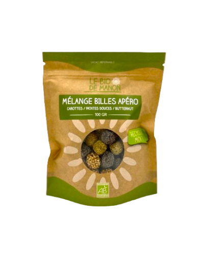 Mélange de Billes apéro carottes, patates douces et butternut bio 100g en sachet - Le Bio de Manon Peynier Mélange de Billes apéro carottes, patates douces et butternut bio 100g en sachet - Le Bio de Manon Peynier