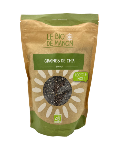 Graines de chia bio 500g en sachet - Le Bio de Manon Peynier