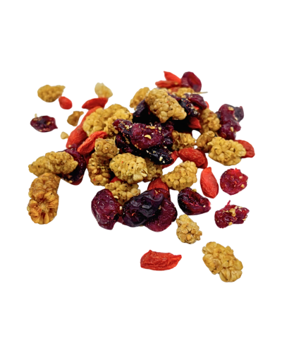 Mélange énergie bio - cranberries, baies de goji, et mûres blanches - Le Bio de Manon Peynier